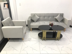 E2 Bộ ghế sofa gia đình xinh xắn KL4 GBL2 xám tro vải nhung