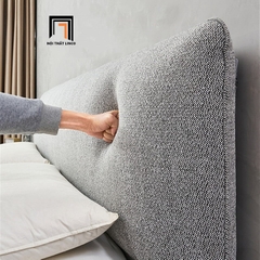 Giường ngủ vải nỉ xám lông chuột GN61 Amaya chân inox