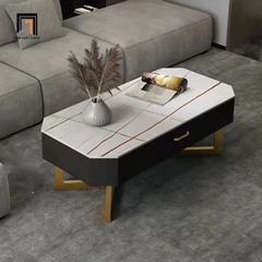 P2 Bàn sofa dài 1m mặt đá lục giác BSF42 Khame hộc kéo nhỏ xinh