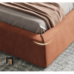 Giường ngủ bọc da giả GN57 Elsie 1m6 x 2m màu cam đậm