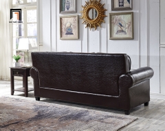J1 Bộ ghế sofa phòng khách châu Âu KT162 Clyro da Pu nâu đậm