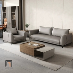 H3 Bộ ghế sofa da xám trắng KT164 Piney văn phòng làm việc