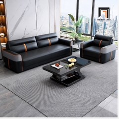 F2 Sofa văn phòng KT64 Cobalt bọc da đẹp hiện đại