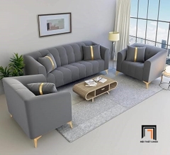 D3 Bộ sofa nhung xám đậm KT171 Birron hiện đại cho chung cư