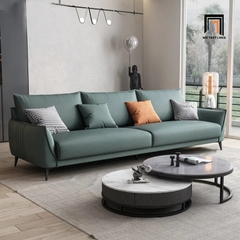 D4 Green faux leather sofa L GT299 Noha 2m6 x 1m6 small space