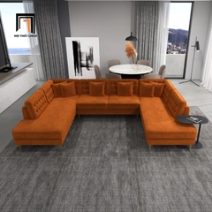 F3 Set Ghế Sofa U 3m2 UT19 Tyne Màu Cam Vải Nhung Cao Cấp