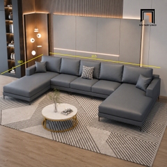 F3 Bộ sofa U da xám UT74 Grove 3m15 rộng rãi tiện nghi