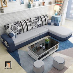 C1 Ghế sofa góc L cong xinh xắn GT122 Narod 2m8 x 1m6 cho gia đình