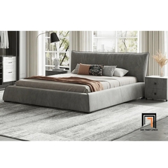 Giường ngủ bọc da giả GN57 Elsie 1m6 x 2m màu cam đậm