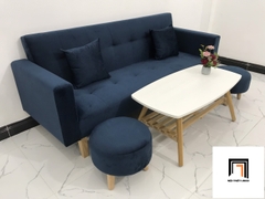 E5 Bộ ghế sofa giường thông minh SFGTV 2m xanh đen vải nhung