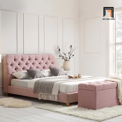 Giường ngủ vải nỉ nhung xanh lá GN67 Leaminton xinh xắn