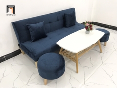 G1 Bộ ghế sofa bed bật giường giá rẻ SFG 1m72 xanh đậm vải nhung