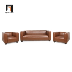 H1 Bộ ghế sofa màu nâu cho văn phòng KT149 Goyette bọc da mềm