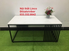 Q1 Bàn sofa phòng khách 1m x 50 mặt đá trắng khung chân sắt đen