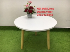 Y2 Bàn sofa phòng khách mặt tròn 60 3 chân gỗ cao su