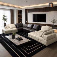 G3 Sofa Chữ U UT24 Seneca Phối Màu Da PU Sang Trọng