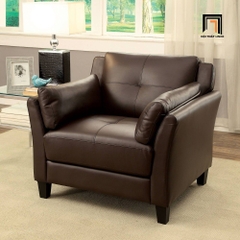 D1 Ghế sofa đơn da công nghiệp nâu đậm DT27 Monsur sang trọng
