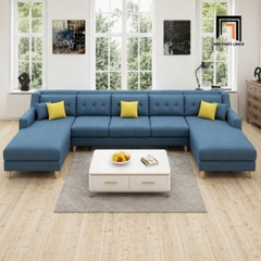 F4 Sofa chữ U UT90 Firmini 3m2 bọc vải bố xanh dương đẹp
