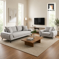 E3 Bộ sofa xám trắng KT182 Creamy đẹp hiện đại cho phòng khách