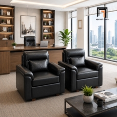 F2 Ghế sofa đơn bọc da DT16 Chesmin màu đen thanh lịch