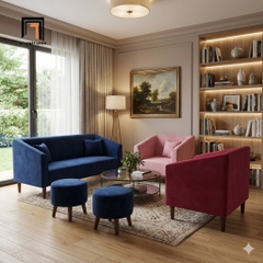 I2 Bộ ghế sofa vải nhung giá rẻ KL6 Pelly văn phòng làm việc