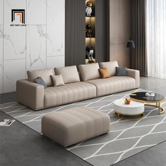J1 Bộ ghế sofa phòng khách da chống trầy KT10 Flin màu xám ghi