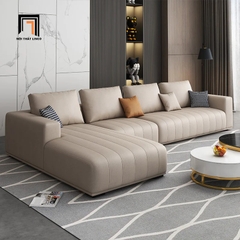 J1 Bộ ghế sofa phòng khách da chống trầy KT10 Flin màu xám ghi