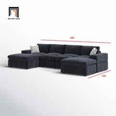 F3 Bộ Sofa U UT15 Boggy 3m Màu Xám Than Sang Trọng