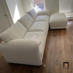 D1 Bộ ghế sofa băng xám trắng dài 2m3 BT61 Bodhill kèm đôn vuông