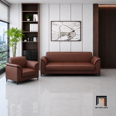 E2 Ghế sofa văn phòng KT138 Granby bọc da nâu sang trọng