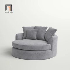 F1 Ghế sofa đơn tròn thư giãn DT11 Syloh 1m2 xám trắng bọc vải