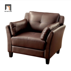 D1 Ghế sofa đơn da công nghiệp nâu đậm DT27 Monsur sang trọng