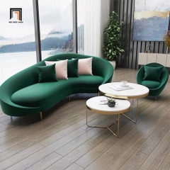 G1 Ghế sofa đơn hạt đậu DT46 Simpson vải nhung nỉ xanh lá