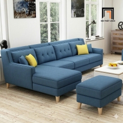 F4 Sofa chữ U UT90 Firmini 3m2 bọc vải bố xanh dương đẹp