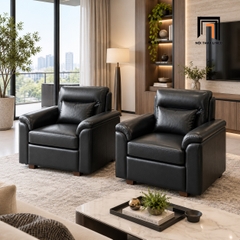 F2 Ghế sofa đơn bọc da DT16 Chesmin màu đen thanh lịch