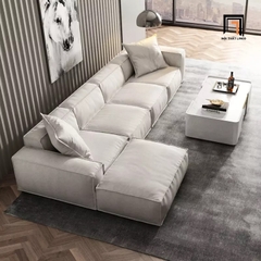 L2 Set ghế sofa xám trắng vải nỉ UT103 Kedu dài 3m7