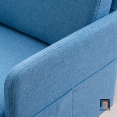 I3 Ghế sofa đơn vải nỉ xanh dương DT105 Ghisham ngồi đọc sách