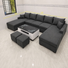 D5 Sofa chữ U UT87 Blacky xám đậm rộng rãi giá tốt