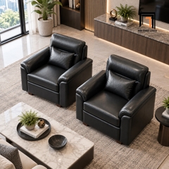 F2 Ghế sofa đơn bọc da DT16 Chesmin màu đen thanh lịch