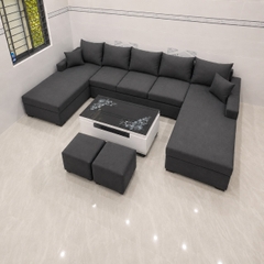 D5 Sofa chữ U UT87 Blacky xám đậm rộng rãi giá tốt