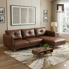 E3 Ghế Sofa Chữ U UT70 Foia 3m1 Da Nâu Đậm Hiện Đại