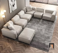 L2 Set ghế sofa xám trắng vải nỉ UT103 Kedu dài 3m7