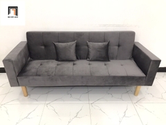 H2 Bộ ghế sofa giường nằm hiện đại SFGTV xám đậm vải nhung 2m