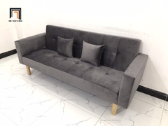 H2 Bộ ghế sofa giường nằm hiện đại GBL2 xám đậm vải nhung 2m