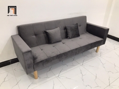 H2 Bộ ghế sofa giường nằm hiện đại GBL2 xám đậm vải nhung 2m