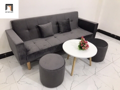 H2 Bộ ghế sofa giường nằm hiện đại SFGTV xám đậm vải nhung 2m