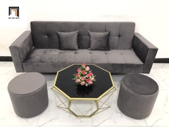 H2 Bộ ghế sofa giường nằm hiện đại SFGTV xám đậm vải nhung 2m