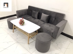 H2 Bộ ghế sofa giường nằm hiện đại SFGTV xám đậm vải nhung 2m