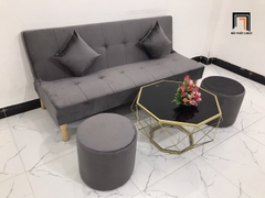 H1 Bộ ghế sofa giường nhỏ gọn SFG 1m72 xám đậm vải nhung đẹp
