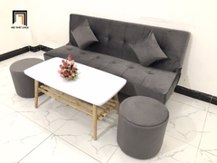 H1 Bộ ghế sofa giường nhỏ gọn SFG 1m72 xám đậm vải nhung đẹp